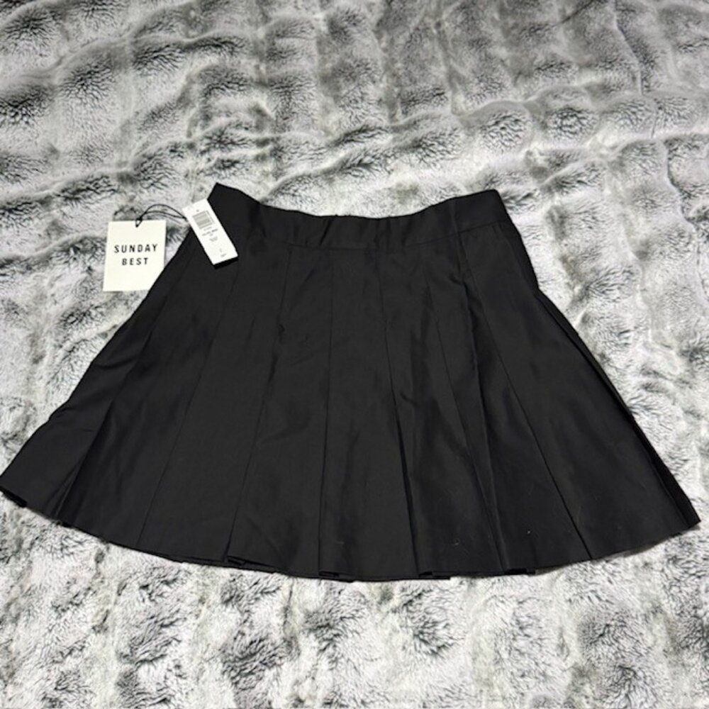 Aritzia Sunday Best Pleated Black Olive Mini Skirt